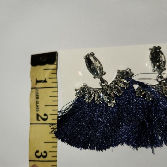 Fringe Earrings w/ Rhinestones - Picture 3 of 3